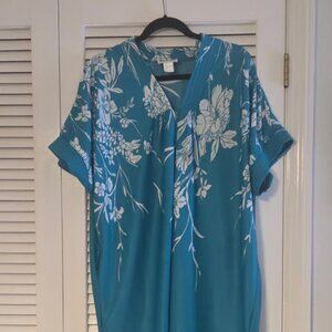 Anthony Richards Floral/Teal Kaftan - Pockets - Full Front Zip - Size L